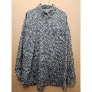 Cinch Mens XXL Blue Geometric Medallion Print Cotton Western Button Down Shirt
